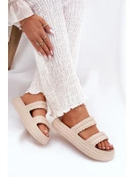 Pěnové Lehká Dámská Klapky Na Platformě S.Barski ZK51-001 Béžové Pěnové Lehká Dámská Klapky Na Platformě S.Barski ZK51-001 Béžové