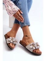 Dámské pantofle s ozdobami šedá Bunlia