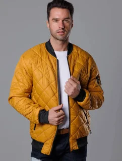 Tmavě žlutá prošívaná pánská bunda typu "bomber" (MY01-23)