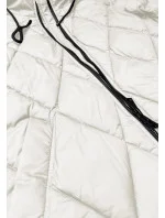 Dlouhá dámská zimní bunda v barvě ecru s kapucí Libland (7832)