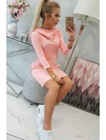 Šaty s kapucí a kapsami meruňková