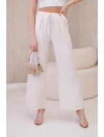 Viskózové kalhoty se širokými nohavicemi světle béžová Viskózové kalhoty se širokými nohavicemi světle béžová