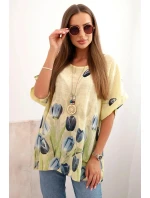 Dámská bavlněná košile s květinovým vzorem žlutý