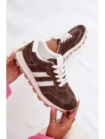 Kožené semišové tenisky dámské na platformě S.Barski LR61-7097 Čokoládové