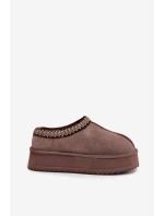 Dámské nízké semišové sněhule Vinceza s výšivkou na platformě – hnědé