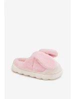 Dámské huňaté pantofle s motivem králíčka – růžové Faylen