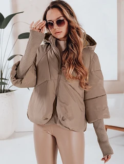 MISSLAYER dámská zimní bunda s kapucí tmavě béžová FashionStreet TY5038