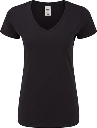 Fruit of the Loom Lady-Fit Iconic 150 V-Neck T Dámské tričko s výstřihem do V 16.1444 black Fruit of the Loom Lady-Fit Iconic 150 V-Neck T Dámské tričko s výstřihem do V 16.1444 black
