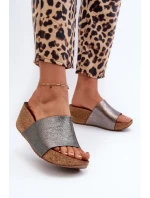 Zazoo 40291 Kožené Dámské Žabky na Korkové Platformě Grafitové Zazoo 40291 Kožené Dámské Žabky na Korkové Platformě Grafitové