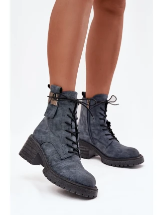 Kožené dámské workery na klínu s ozdobným detailem Artiker 57C0212 modré