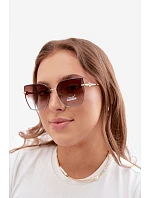 Bezrámečkové sluneční brýle typu cat-eye s UV filtrem 400 hnědo-modré