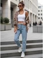 Dámská kostkovaná košile na knoflíky hnědá FashionStreet DY0486