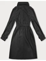 Volný černý dámský kabát z ekologické kůže J Style (11Z8101) Volný černý dámský kabát z ekologické kůže J Style (11Z8101)