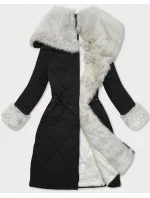 Černo-béžová prošívaná zimní bunda s kožešinovou podšívkou Way Mode (WD202308) Černo-béžová prošívaná zimní bunda s kožešinovou podšívkou Way Mode (WD202308)