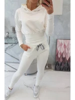 Široká žebrovaná souprava v barvě ecru