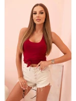 Dámská tílko z bavlny s kulatým výstřihem bordová