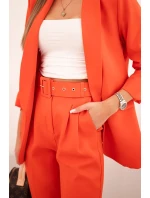 Elegantní blejzrová souprava s kalhotami oranžová