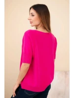 Dámský svetr z viskózy s krátkým rukávem fuchsie