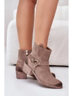 Semišové Zateplené Kotníkové Boty Na Podpatku Béžové Zazoo 60477