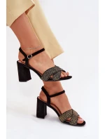 Dámské sandály na podpatku černé Almera