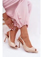 Dámské sandály na podpatku Béžové Sevina