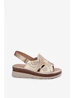 Kožené sandály na platformě S.Barski GR61-5916 Zlaté Kožené sandály na platformě S.Barski GR61-5916 Zlaté