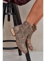 Dámské kotníkové boty Neliawen se zlatým zvířecím vzorem – zlaté