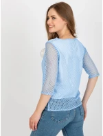 Dámská halenka LK BZ 506642.94 Světle modrá s bílou - Lakerta Dámská halenka LK BZ 506642.94 Světle modrá s bílou - Lakerta