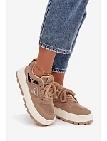 Dámské boty na platformě A209 béžové - Sweet Shoes