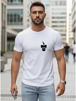 Pánské minimalistické bílé tričko s potiskem FashionStreet NX5090R