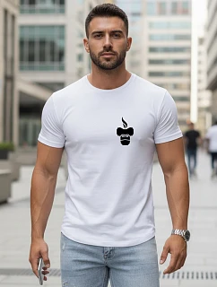 Pánské bavlněné tričko s minimalistickým potiskem bílé FashionStreet NX5090R