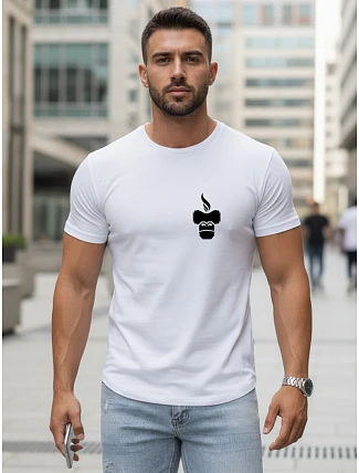 Pánské minimalistické bílé tričko s potiskem FashionStreet NX5090R