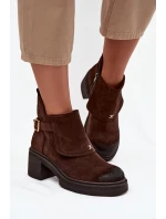 Kozačky z přírodního semiše zateplené Zazoo 1156 čokoládové Kozačky z přírodního semiše zateplené Zazoo 1156 čokoládové