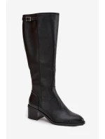 Dámské zimní kozačky s podpatkem a přezkou Vinceza 58589 Černé