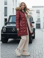 Dámská zimní bunda VIRELIA prošívaná bunda s kapucí bordó FashionStreet TY4935