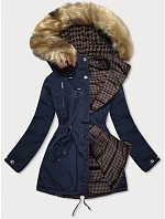 Dámská oboustranná zimní bunda tmavě modrá a hnědá (w557big)