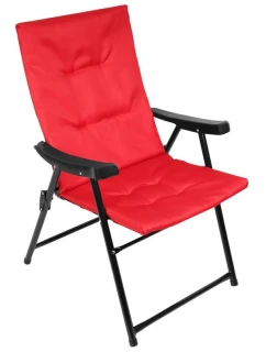 SKLÁDACÍ ZAHRADNÍ ŽIDLE 59X66X45/90CM S POLŠTÁŘEM ČERVENÁ
