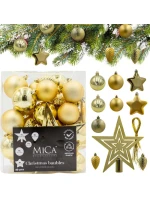 DEKORATIVNÍ PLASTOVÉ CETKY BEZPEČNÉ 40KS ZLATÁ SLÍDA