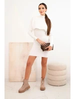 Dámská viskózová souprava blůza s šaty ecru