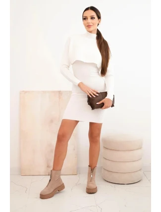 Dámská viskózová souprava blůza s šaty ecru