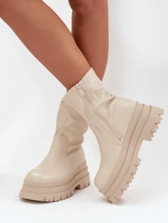 Boty Na Masivní Platformě Eko Kůže Béžové Kylira