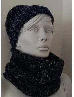 Dámský komplet čepice komínovou šálou Patrizia Tmavě modrá s bílou - Kamea