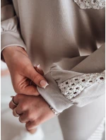 Dámská oversize mikina LUXEEN mocha FashionStreet RY2794