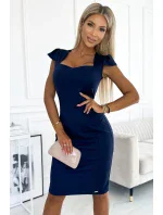 318-5 Elegantní MIDI šaty s krásným výstřihem - ZELENÉ 318-5 Elegantní MIDI šaty s krásným výstřihem - ZELENÉ