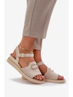 Dámské Sandály Na Klínu S Ozdobou Béžové Salianes