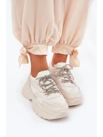 Dámské tenisky na platformě s ozdobným šněrováním béžové Evalianne