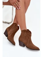 Dámské kozačky – kovbojky z přírodní velurové kůže Beretta – camel