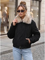 Dámská zimní bunda s kožešinovým límcem, černá, FashionStreet TY5700 Dámská zimní bunda s kožešinovým límcem, černá, FashionStreet TY5700