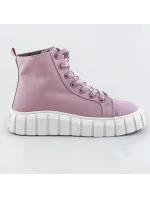 Šněrovací boty ve vřesové barvě z imitace semiše (XA060)