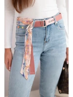 Dámské džíny s vysokým pasem a páskem, modré